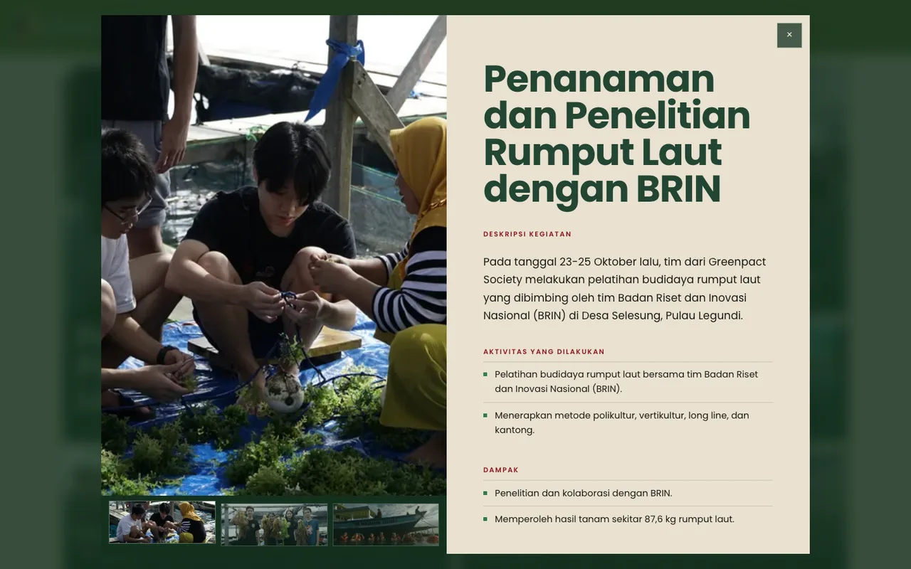 Tangkapan layar situs Greenpact Society